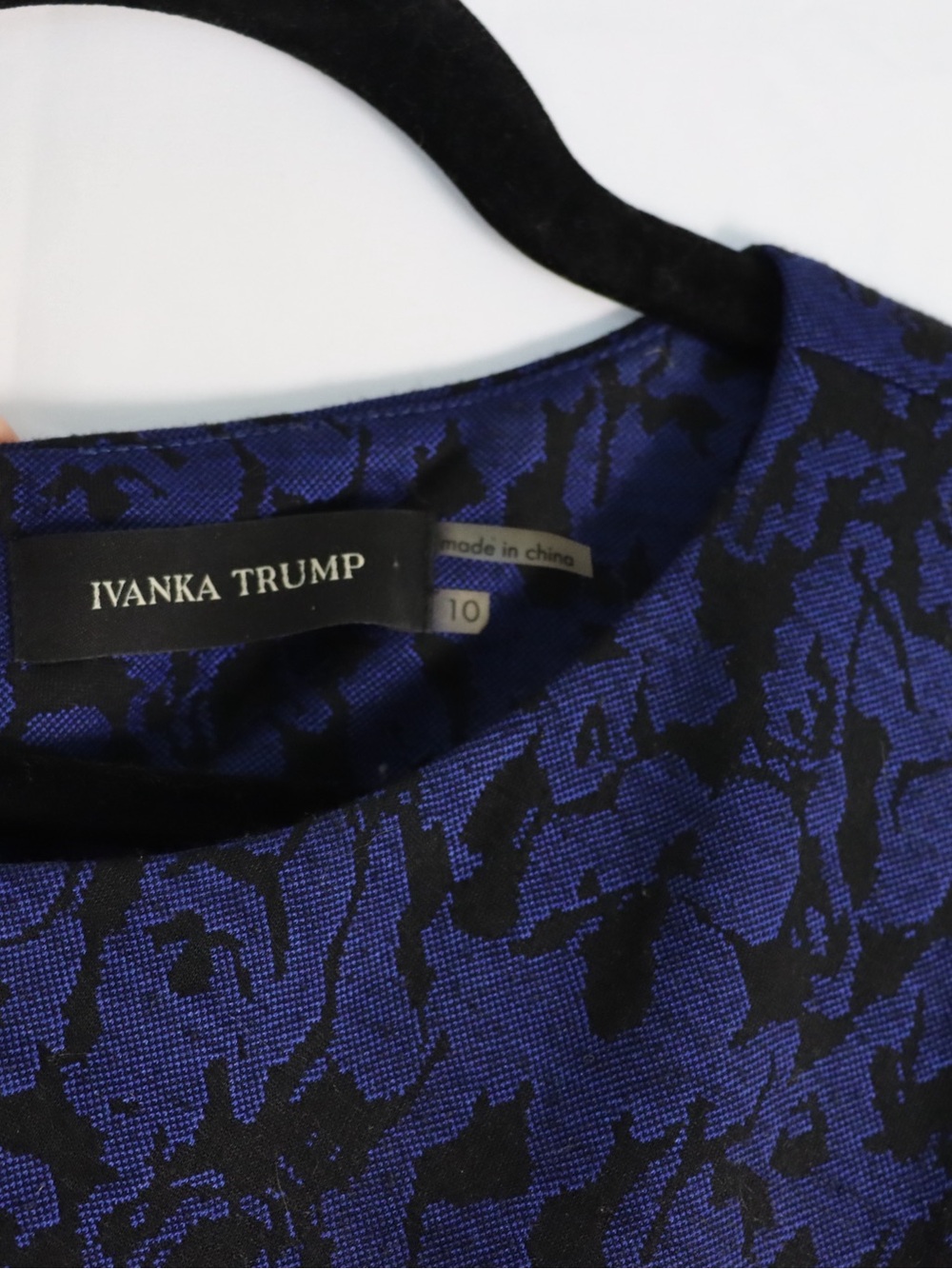 Ivanka Trump Navy and Black Floral Jacquard Midi Sheath Dress - Picture 2 of 5